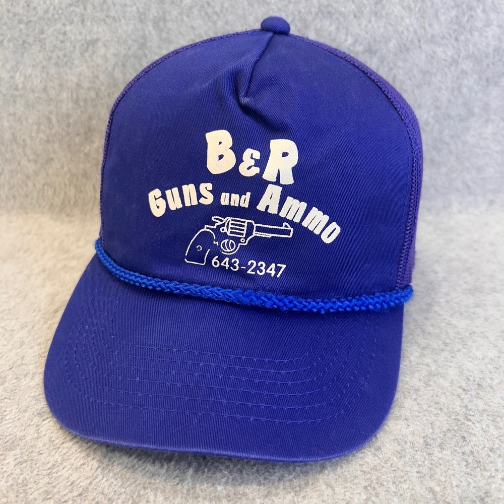 B&R Guns and Ammo Mens Blue OG Trucker Hat Mesh Snapback Rope Accent OSFM